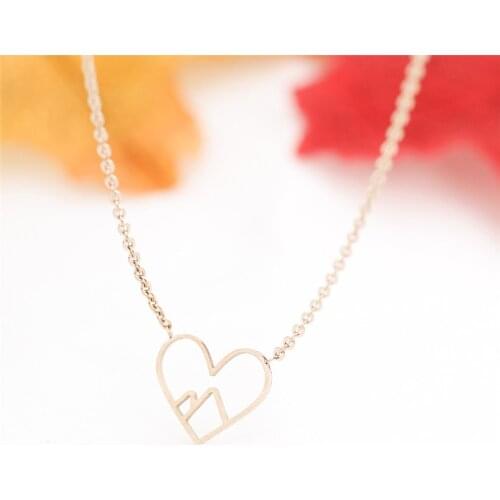 Wholesale 10pcs Heart Mountain Necklaces For Women Fashion Jewelry Stainless Steel Long Chain Pendants Necklace