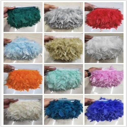 Wholesale 10 yards Natural Turkey Feather Fringe Trim Ribbon 10-15cm For Wedding Skirt/Dress/Clothes Decoration DIY Party Craft