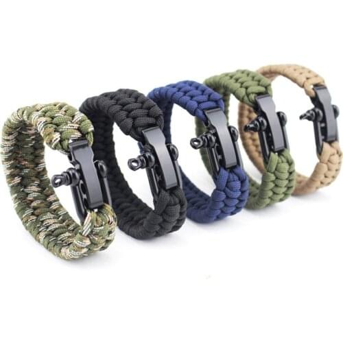 Outdoor Mountaineering Camping Emergency Survival Seven-Core Parachute Cord Hand-Woven U-Shaped Buckle with Adjustable Bracelet