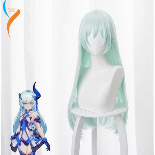 Game Honkai Impact 3 Cosplay Liliya Olenyeva Mint Green 80 cm Heat Resistant Synthetic Long Hair Halloween Wig + Wig Cap