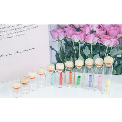 Diameter 22mm Mini Clear Glass Bottles Pendants With Wood Stopper Gifts Jars Empty Cosmetics Perfume Vials Jewelry 100pcs