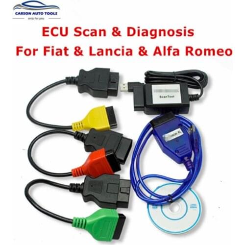 Professional For Fiat ECU Scan Diagnostic Cables Adapters FiatECUScan + MultiECUScan For Fiat / Alfa Romeo / Lancia OBD2 Scanner
