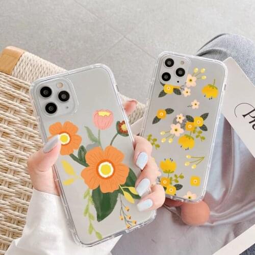 Clear Phone Case For iPhone 11 12 Pro Max X XS MAX XR 6s 7 8 Plus SE 2020 Yellow Rose Flower Floral Soft Transparent Cover Funda