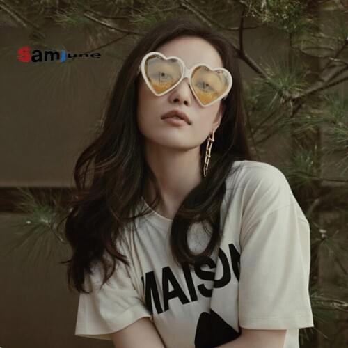Samjune Cute Vintage Sunglasses Women Heart Sun Glasses Women Brand Designer Colorful Glasses for Female Oculos de sol feminino