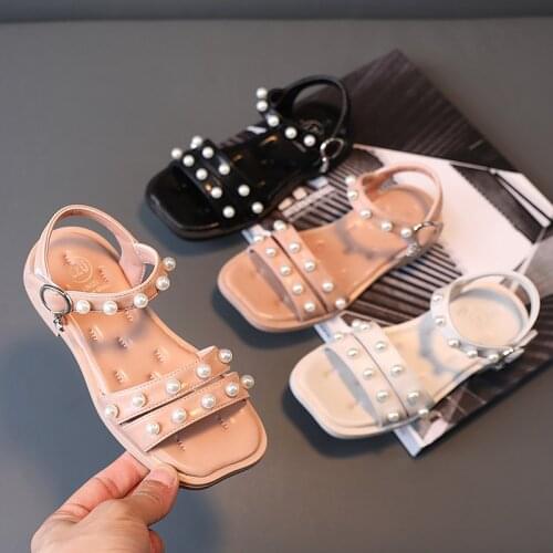 Princess Girl Sandal Summer 2021 Elegant Little Girl Shoes Kids ChildrenS Beach Fashion Pearl Sandals 3 5 6 7 8 9 10 11 12 Year