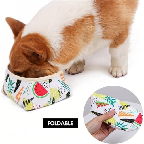 Foldable Dog Bowl Outdoor Portable Waterproof Dog Bowl for Food/Water Easy to Clean Cloth Pet Feeder for Camping Hiking Durable