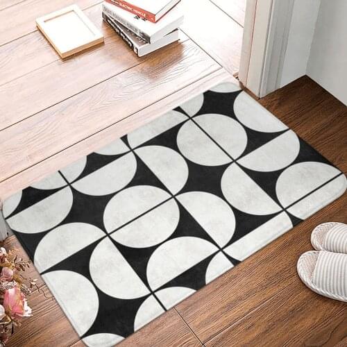 Mid-Century Modern Black And White Concrete Doormat Carpet Mat Rug Polyester Non-Slip Floor Decor Bath Bathroom Kitchen 40*60