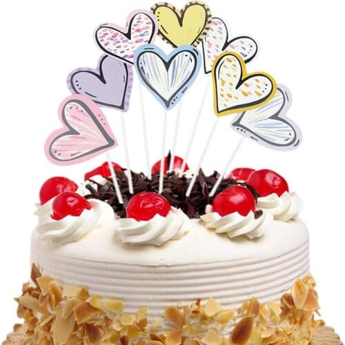 Wedding Decoration Cake Topper Flags Kids Happy Birthday Balloons Heart Valentines Day Cake Toppers Baby Shower Party Baking DIY