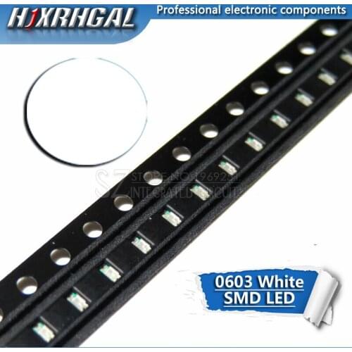 100pcs white 0603 SMD LED diodes light new and original hjxrhgal