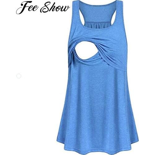 Womens Maternity Clothes Nursing Wrap Double Layer Sleeveless Blouse T Shirt Breastfeeding Vest Summer Pregnancy Nursing Tops