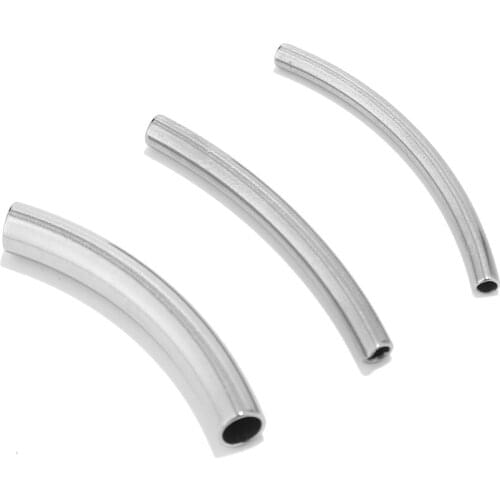 10pcs Top Quality Jewelry Supplies Stainless Steel Curved Noodle Tube Spacer Beads 40mm hole 5m/3mm/2mm