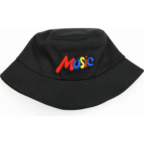 2021 Music Embroidery Cotton Bucket Hat Fisherman Hat Outdoor Travel Hat Sun Cap Hats for Men and Women 35
