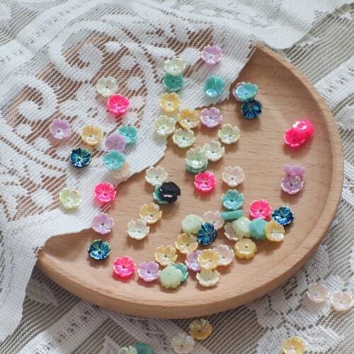 New 30pcs 8mm flower Nail Art Rhinestone Beads for needlework diy Applique buttons Scrapbook AB plating