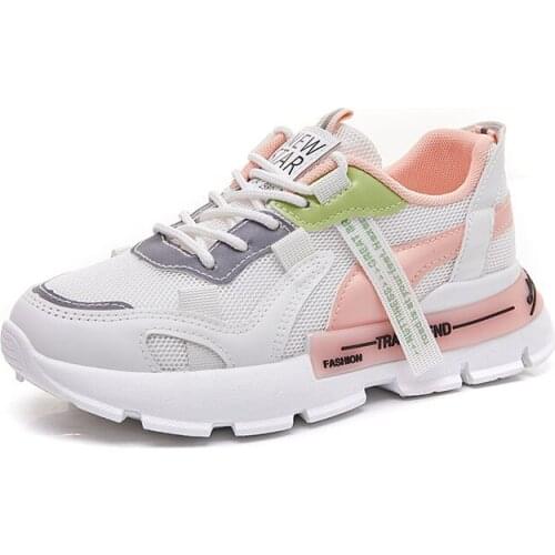 White Sports and Leisure Walking Shoes Women mesh Breathable Thick-Soled Sequins And Fashion Running Shoes