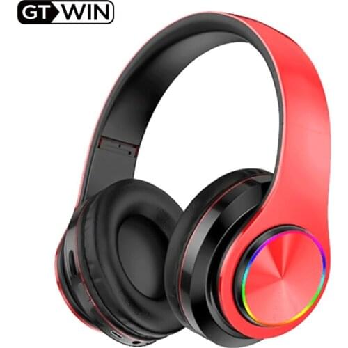 GTWIN B39 RGB Luminous Wireless Gaming Headset Voice Headset Bluetooth 5.0 Stereo Headphone Foldablet Earphone Headphone Mic