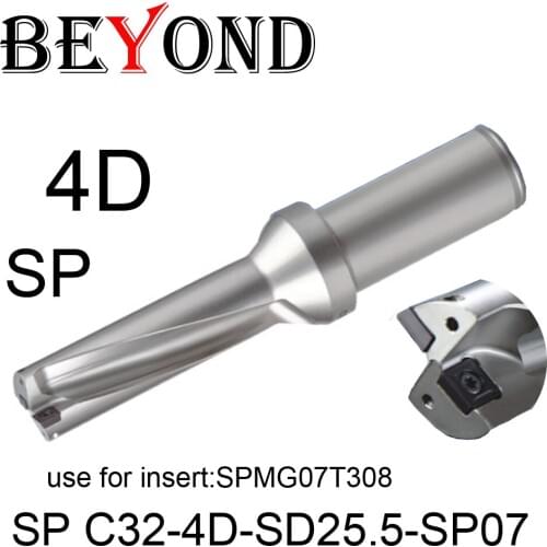 BEYOND Drill Bit 4D 25.5mm SP C32-4D-SD25.5-SP07 U Drilling use Insert SPMG SPMG07T308 Indexable Carbide Inserts Tools CNC Lathe