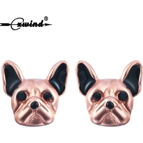 Cxwind New Fashion Gold 3d Animal Head Stud Earrings French Bulldog Earrings Puppy Dog Stud Earrings for Women Girl Kids Gift