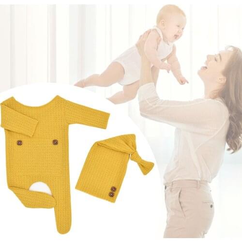 Baby Photography Props Boy Girl Photo Shoot Outfits Adorable Knitted Jumpsuit For Gifts Applicable Age 0-2 Months