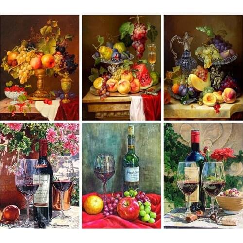 Fruit Diamond Embroidery Home Kitchen Wall Decor Rubiks Cube Square Diamond Painting Crystal Mosaic Picture of Rhinestone R009