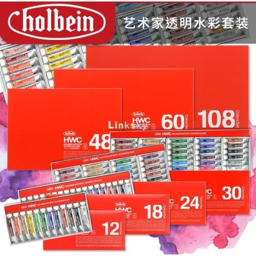 Holbein 18/24/30/48/60/108 Colors 5ml Watercolor Pigment Illustration Comic Character Water Color Set Painting Supplies