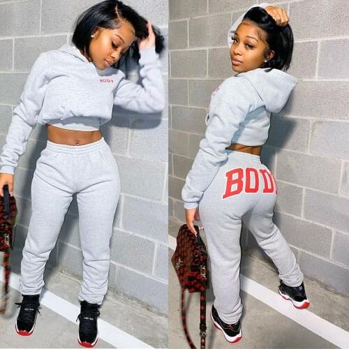 Casual Hoodie And Sweatpants Set Women Fall Winter Clothes 2 Pcs Outfit Pullover Casual Tracksuits Sporty Sweatsuits Streetwear