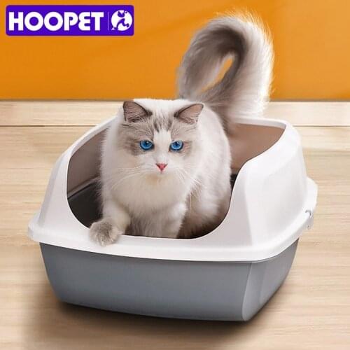 HOOPET Large Capacity Cat Litter Box Semi-closed Plastic Sand Box For Cat Pet Toilet Bedpan Anti Splash Cat Traning Supplies