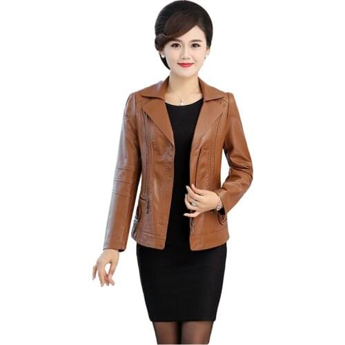 Autumn And Winter Leather Jackets Womens Short 30-40-50 years old 2020 New Motor vehicle Womens Large size Mother Coat Jacket