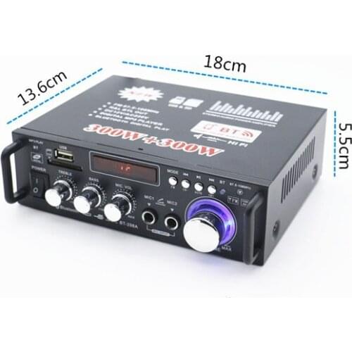 KYYSLB 30W*2 40W*2 AV-263/AV253 DC12V AC 220V Stereo Bluetooth amplifier Karaoke mini home audio car amplifier USB SD FM