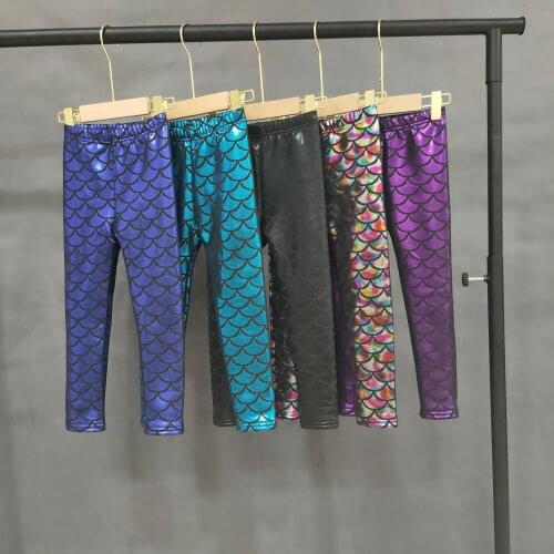 Autumn And Winter Childrens Pants 2021 Shiny Fish Scales Plus Velvet Girls Leggings Cotton Stretch Pants Baby Warm Pants