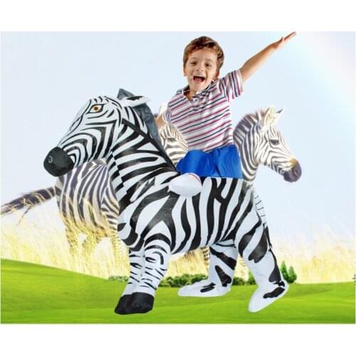 High Quality Adult Child Size Zebra Madagascar Mascot Air Inflation Costume for Halloween Carnival Party Doll Children Toy Gift