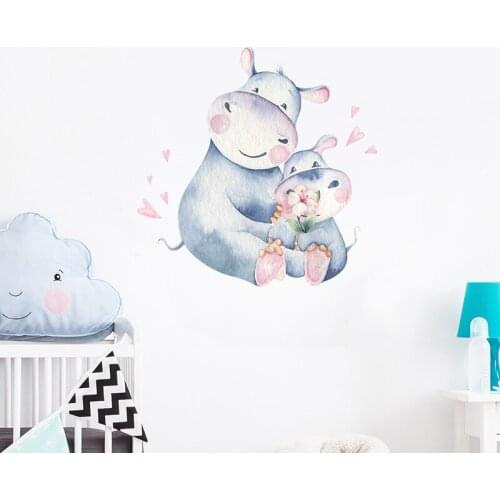 Cartoon Cute Cow Wall stickers kids child room background Bedroom decoration wallpaper Home Decor Art decals Removable sticker