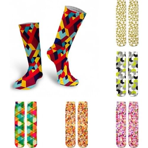 Fashion Color Plaid Pattern Womens Socks Girl Casual Joker Cotton Long Socks Men Women Sport Soft Breathable Straight Socks