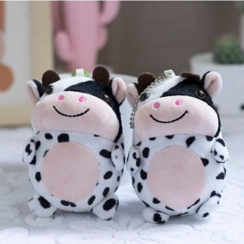 2020 New Plush Mini Cow Toy Pendant Cute Cattle Plush Stuffed Animals Cattle Keychain Doll Kids Toys Birthday Gift for Children