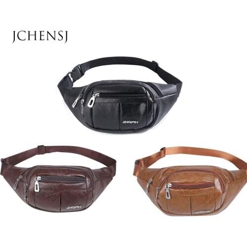 JCHENSJ PU Leather Waist Bag For Men Large Capacity Mens Belt Bag Practical Purse Bag Outdoor Male Fanny Pack