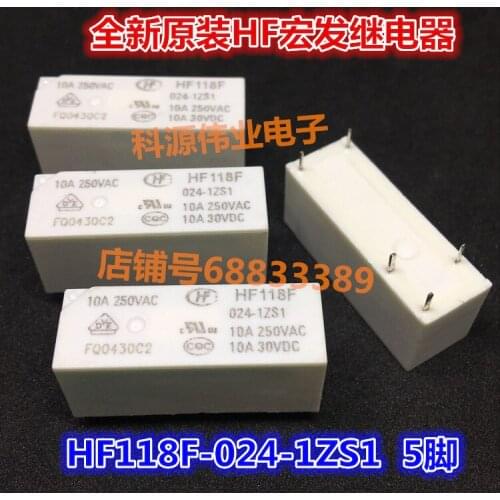 Relay JQX- HF118F 024-1ZS1 24VDC 5PIN 10A
