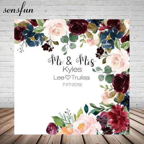 Sensfun 10x10ft Flowers Photography Backgrounds Bridal Shower White Wedding Party Backdrops For Photo Studio Custom