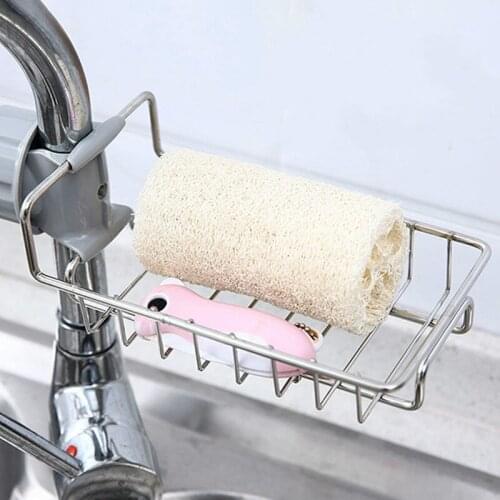 Stainless Steel Faucet Storage Racks Adjustable Sink Rag Sponge Draining Rack Kitchen Bathroom Soap Sundry Storage Holders Shelf