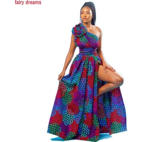 Digital Printed Womens Sexy Fashion Summer Multi-Wear DIY African Style Split Long Dress Casual Ladies Clothing Lace Backless