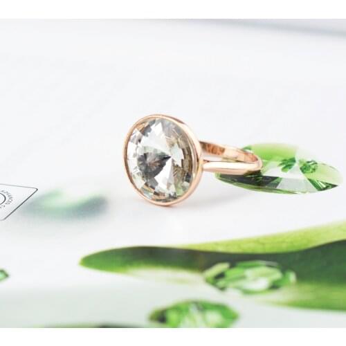 BAFFIN Genuine Crystals From Swarovski Maxi Round Ring Rose Gold Color Simple Fashion Finger Jewelry Anniversary Joyas For Women