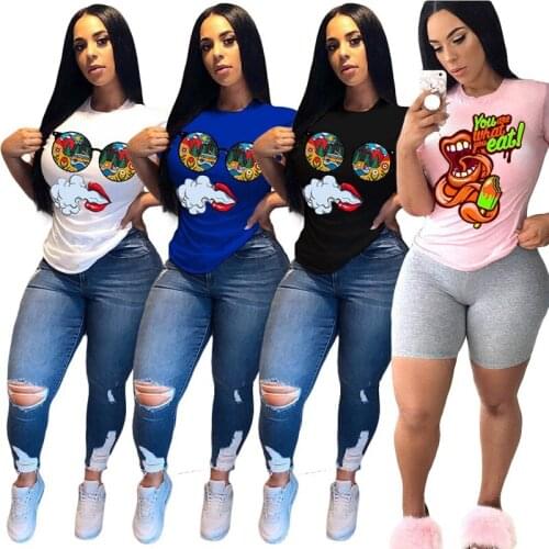 ZKYZWX Plus Size Aesthetic Cartoon Print T Shirt for Women Home Short Sleeve Tops Fashion Elegant Streetwear Casual T Shirts