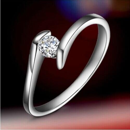 0.5 Carat Pure Gold 14K Lovely Design Subtle Real Moissanite Women Anniversary Ring Birthday Gift For Mom With Box