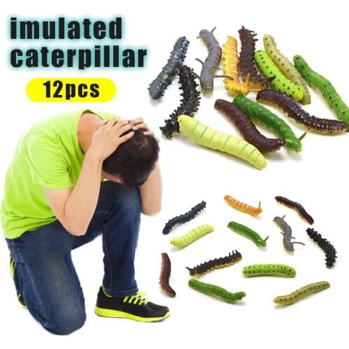 12Pcs/Set Lifelike Insects Worms Soft Stretchy Trick Toy Halloween Party Props