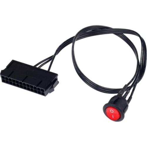 50cm Cable Copper Tin Wire 24-Pin Female ATX PSU PC Power Supply Starter Tester Start Up Jumper with ON/OFF Switch