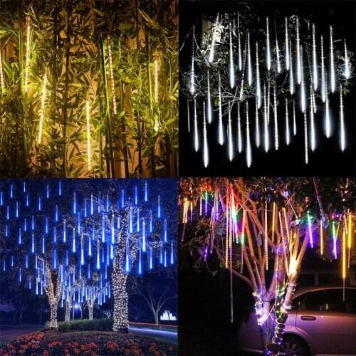 8pcs 20-50cm meteor shower raindrop string lamp tube lamp icicle snowfall party holiday garden decoration fairy tale lamp