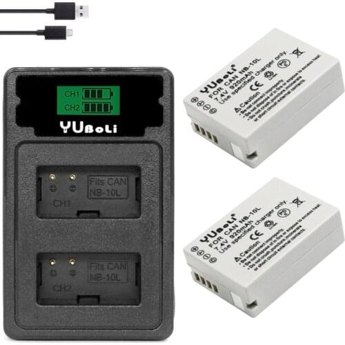 Batterie NB-10L NB10L NB 10L Batteries + LCD Dual Charger for Canon G1X G15 G16 SX40HS SX50HS SX60HS SX40 SX50 Bateria L10