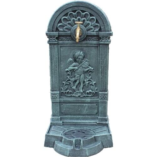 Antique Green Cast Iron Standing Hand Sink With Engraved Angel On European Home Garden Decor Wash Stand Heavy Metal Wash Basin