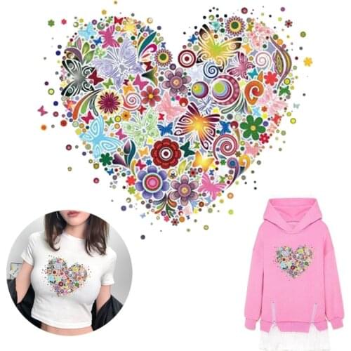 Butterfly Thermo Stickers For clothes flower patch Iron On Transfer Vinyl Patches For Clothes Transfer Vinyl Stickers Striped