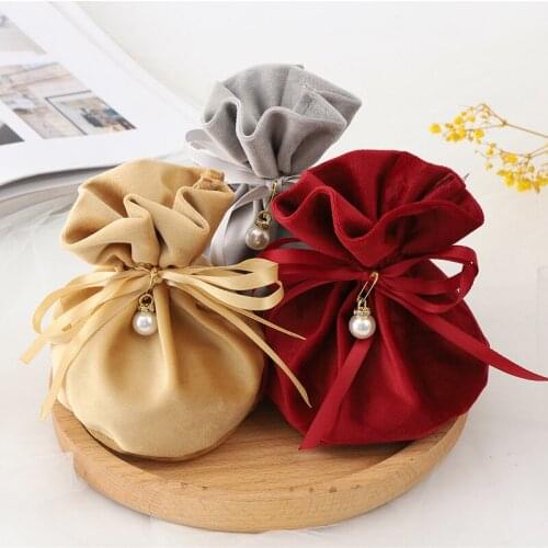 1pc/size10x14cm Drawstring Colorful Velvet Sachet Valentines Day Wedding Birthday Party Chocolate Candy Bags Headset Gift Bags