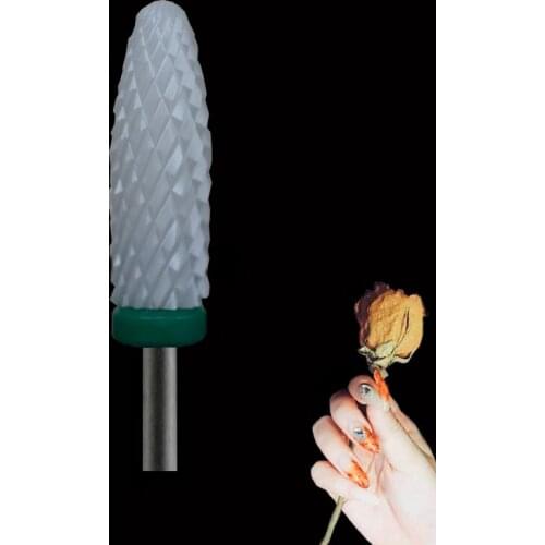 White Ceramic Nail Drill Bit - Long Flame Bit - C