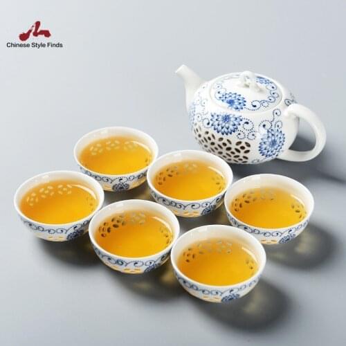 Tea Set Blue-and-white Exquisite Ceramic Teapot Kettles Tea Cup Porcelain Chinese Kung Fu Tea Set Drinkware